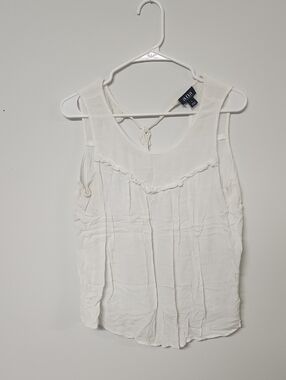 a.n.a White Ruffle Yoke Scoop Neck Camisole